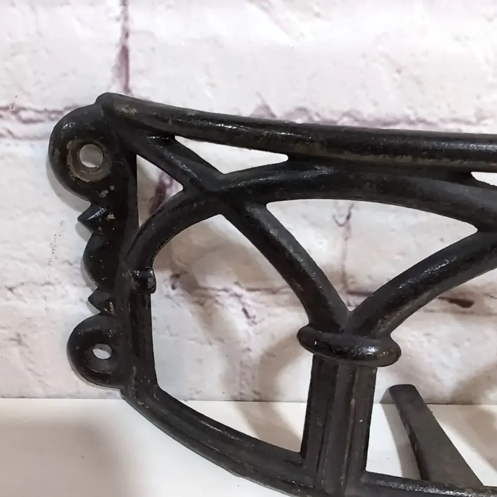 Vintage Cast Iron Pew Bible Hymnal Book Holder Wall Rack Art Deco Architectural